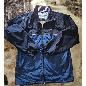 Vintage Nike Men’s Windbreaker Jacket Size Large L Navy Blue Full Zip Grey Tag